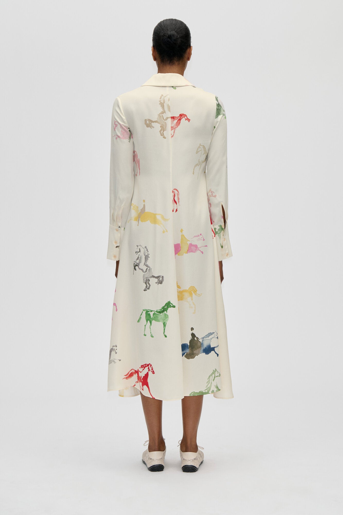 2263 Front Placket midi skjortekjole - Horses